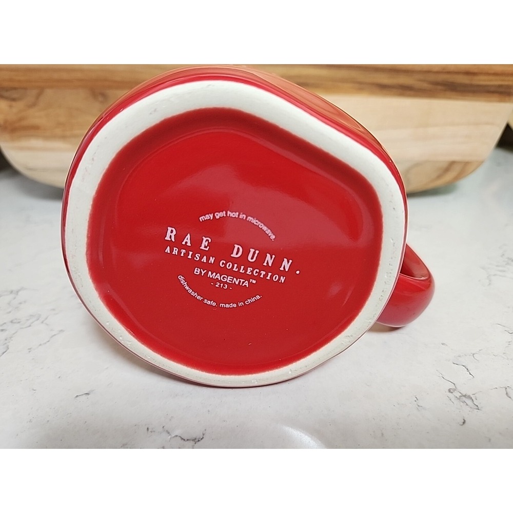 Rae Dunn SANTA'S HELPER Mug w Elf Legs Topper Christmas Red White 2020 VHTF - Picture 11 of 11